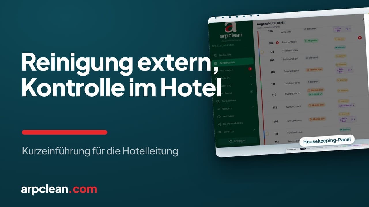 Reinigung extern, Kontrolle im Hotel